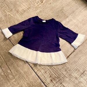 babyGap Long sleeve Navy & Ivory Pleated Tulle top